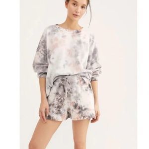 Free People Kelly Washed 2 Piece Lounge Set Tie Dye in Coral New Size Medium